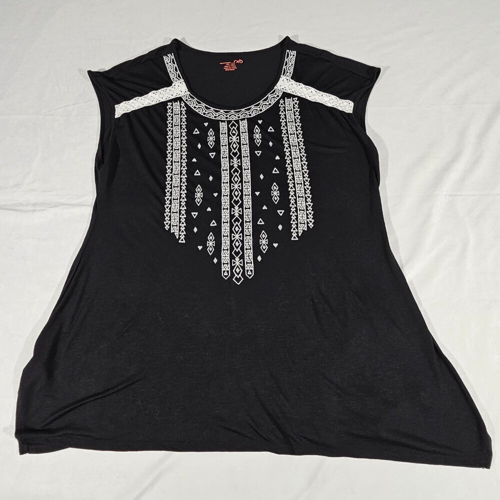 RXB Ladies Sleeveless Shark Bite Tunic Top Black & White Size XXL - NWOT - Picture 5 of 8